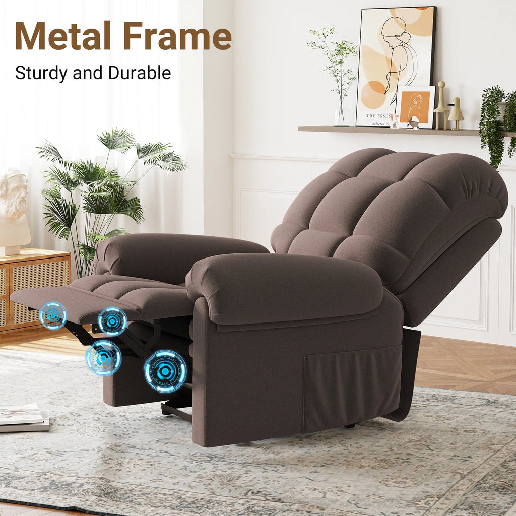 Power Recliner Chair. Electric Recline Sofa Chair for Adults with USB Port. Comfy Teddy Fleece Adjustable Cloud Sofa. Tool - Free Setup. Beige White