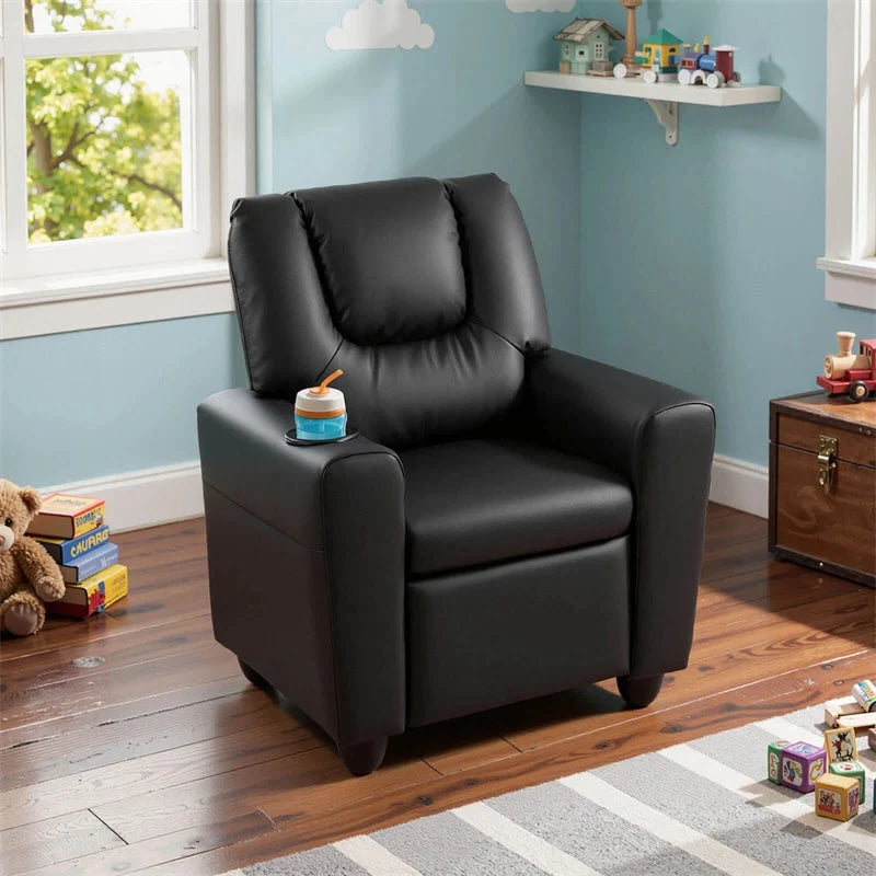Kids Recliner Chair with Cup Holder & Side Pocket. Adjustable Toddler Lounge Sofa. Ergonomic Children Armchairs for Boys Girls Age 3+. 150lbs