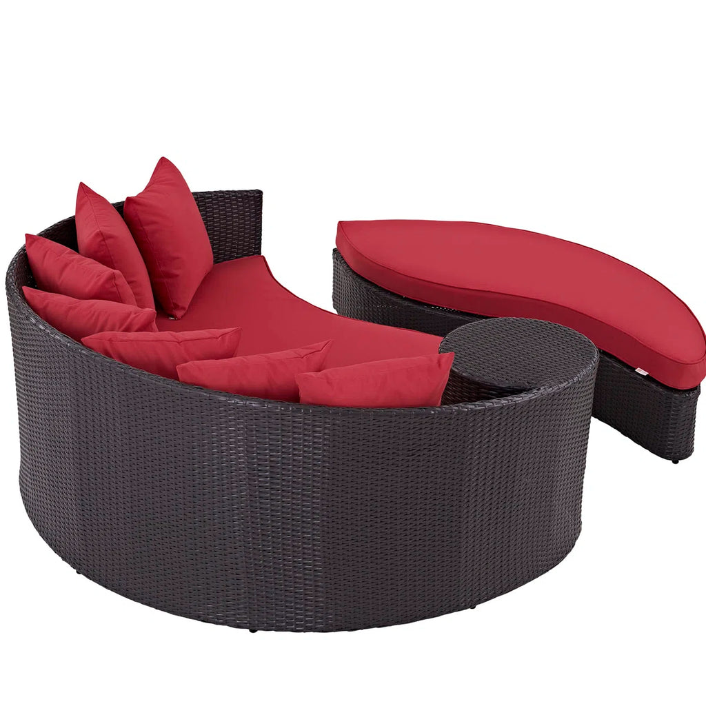 Zehra 79 Wide Outdoor Wicker Patio Daybed with Cushions