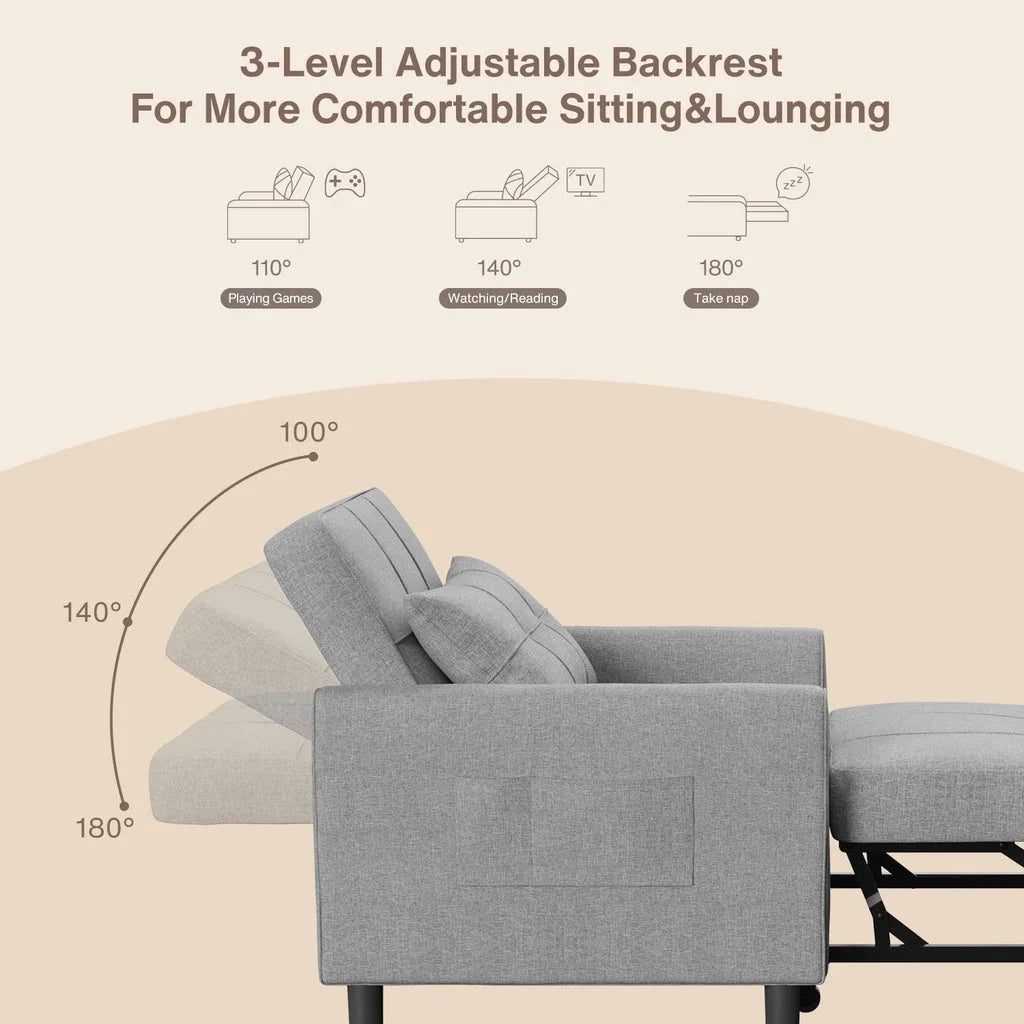 Convertible Sleeper Chair. Aiho 3 - in - 1 Convertible Sofa Bed Recliner Chair with Pull Out Couch - Dark Gray