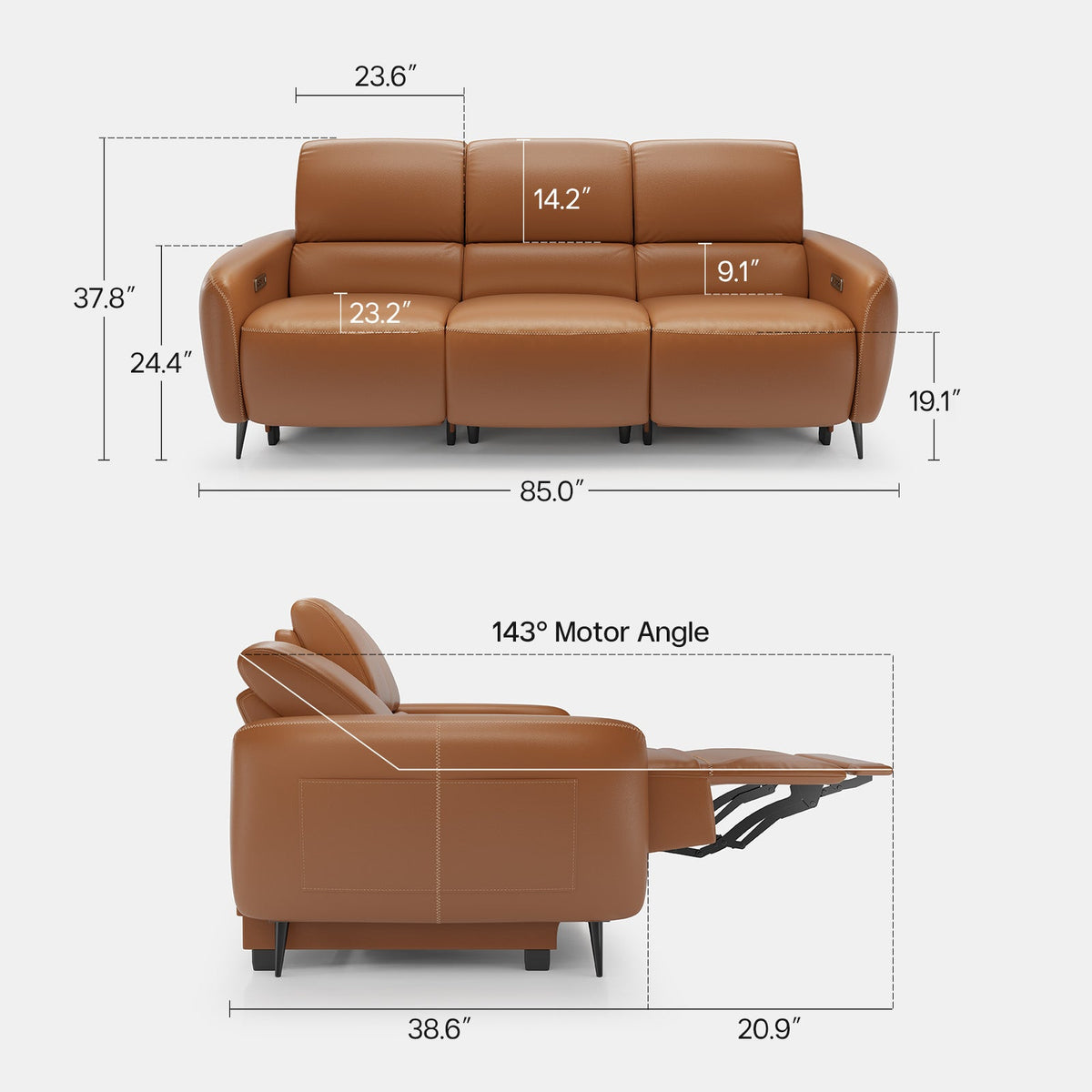 AeroStretch 3 Seater Power Zero Wall Recliner Sofa with Drop Down Table Tray