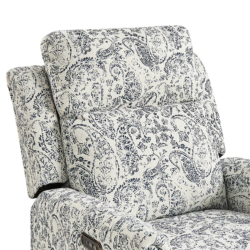 Alois Large Floral Swivel And Rocker Power Recliner With Adjustable Headrest
