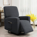 Enova Home Ultra Soft Rhombus Stretch Fabric Recliner Slipcover with Elastic Bottom Side Pocket - Grey