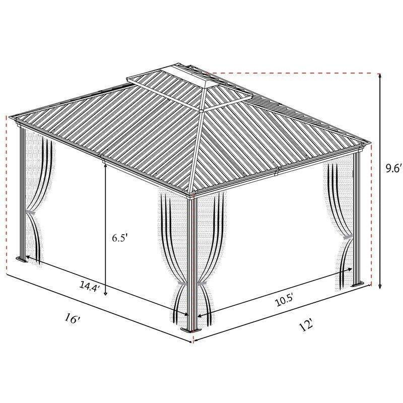 Alexander 16 Ft. W X 12 Ft. D Aluminum Patio Gazebo