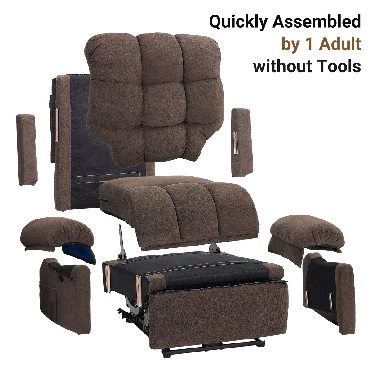 Power Recliner Chair. Electric Recline Sofa Chair for Adults with USB Port. Comfy Teddy Fleece Adjustable Cloud Sofa. Tool - Free Setup. Beige White