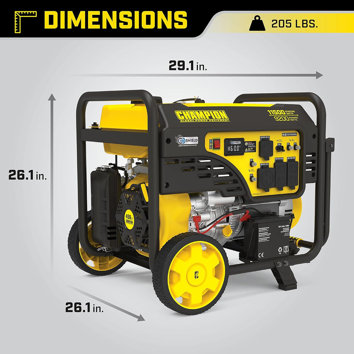 Champion Power Equipment 11.500/9.200-Watt Electric Start Portable Generator with CO Shield
