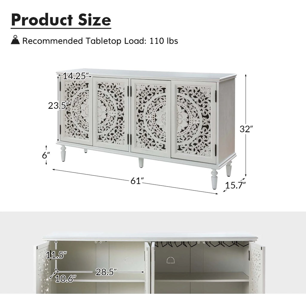 Emathides 63 Solid Wood Sideboard with Lighting & Wine Rack