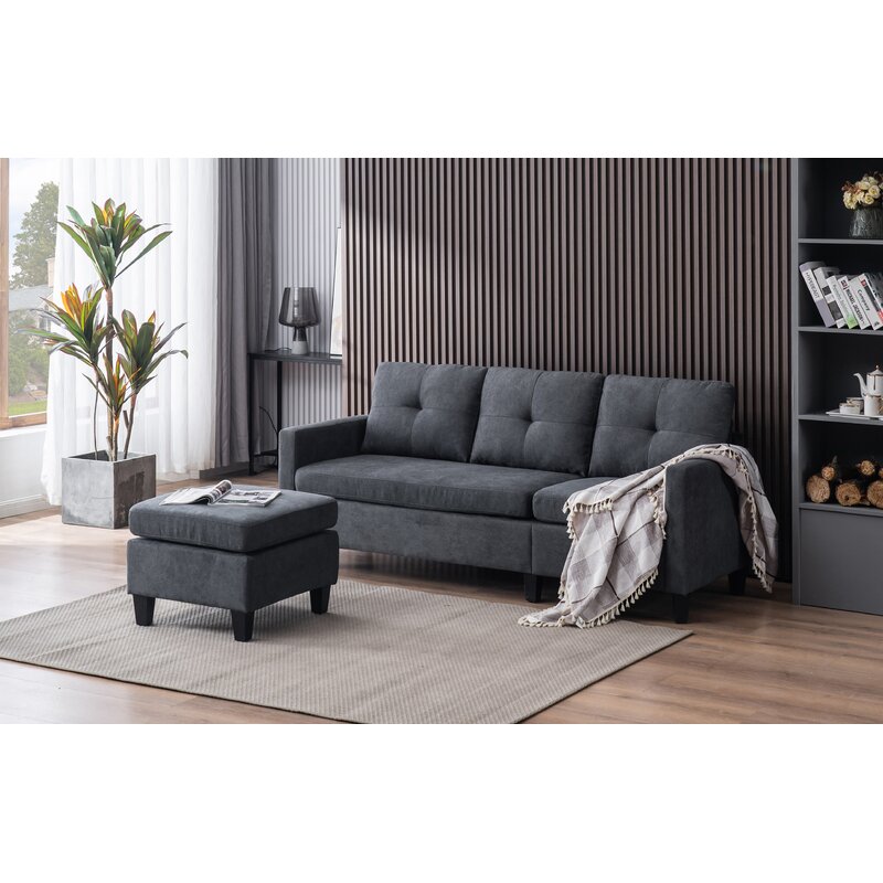 Almendarez 77′′ Wide Reversible Modular Sofa & Chaise With Ottoman