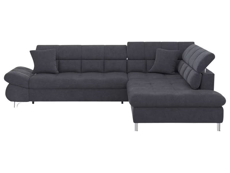 Canapé d'angle gauche/droite convertible TWIN 4 pl Tissu gris