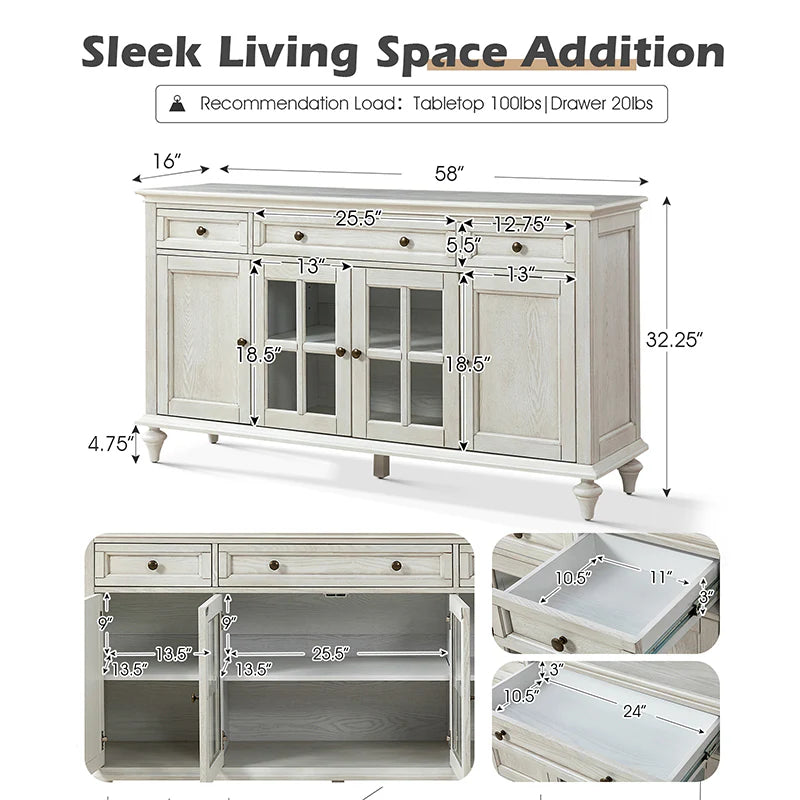 Nemo 58 Wide 3 Drawer Sideboard