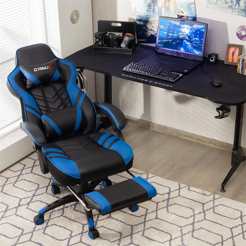 Ergonomic Gaming Chair Recliner with Footrest. Linkage Armrests & Lumbar Support. Big Wide High Back Swivel Video Gaming Office Computer Chair