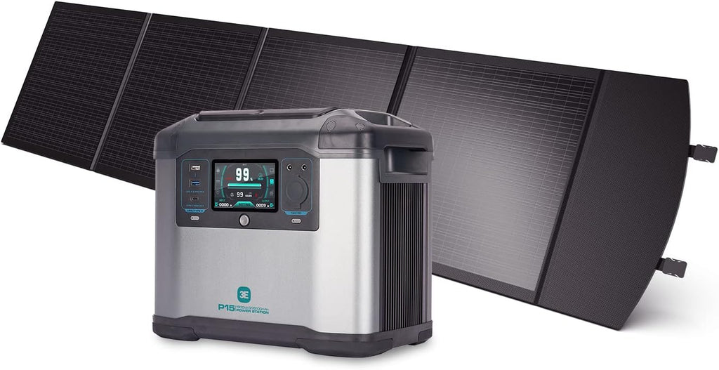 1008Wh Solar Generator with Foldable Panel. Portable Power Station 3x1500W AC Output & USB-C. for Camping RV Emergency
