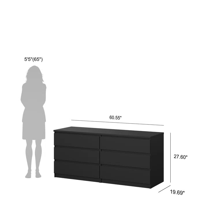 Jada 6 Drawer 60.5 W Double Dresser
