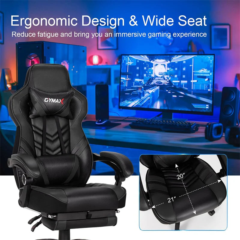 Ergonomic Gaming Chair Recliner with Footrest. Linkage Armrests & Lumbar Support. Big Wide High Back Swivel Video Gaming Office Computer Chair