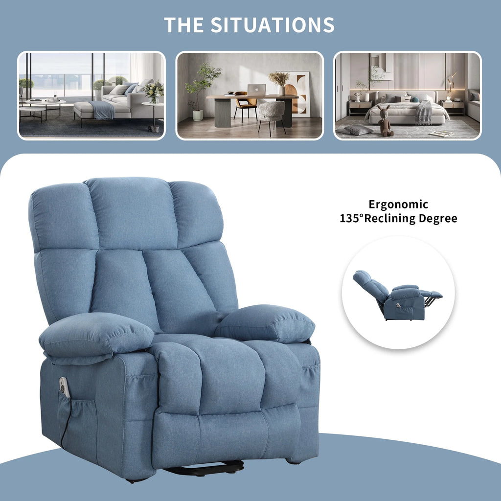 JONPONY Power Lift Recliner Chair Recliners for Elderly with Heat and Massage Recliner Chair for Living Room with Infinite Position and Side Pocket. USB Charge Port. Brown
