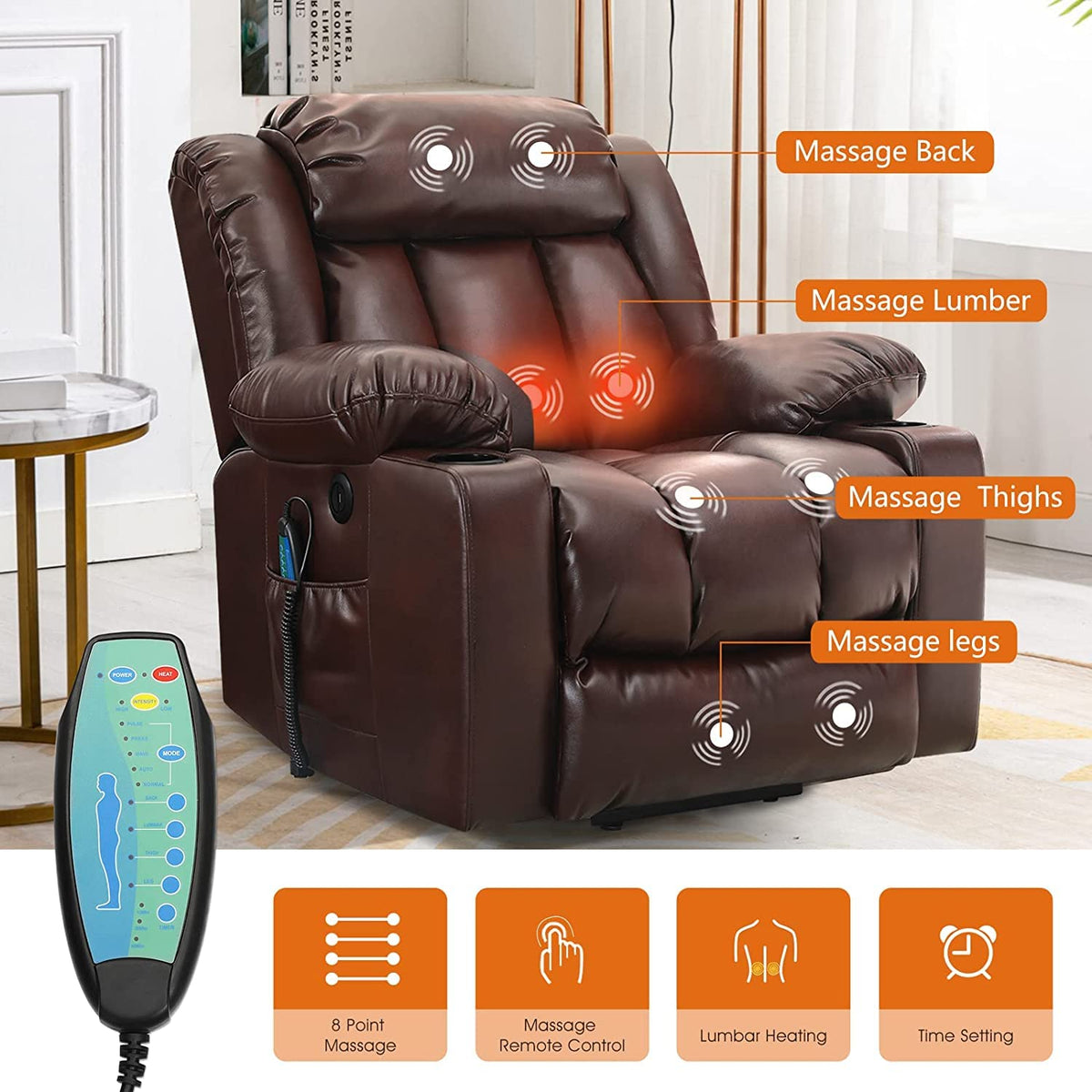 💥Clearance Sale🔥 Mcombo Electric lift Recliner sofa with massage and heating functions. 3 positions. 2 side pockets and cup holders. USB ports!