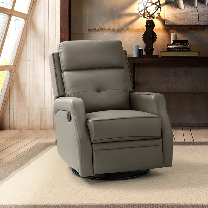 Benito 28.74 Wide Genuine Leather Swivel Rocker Recliner