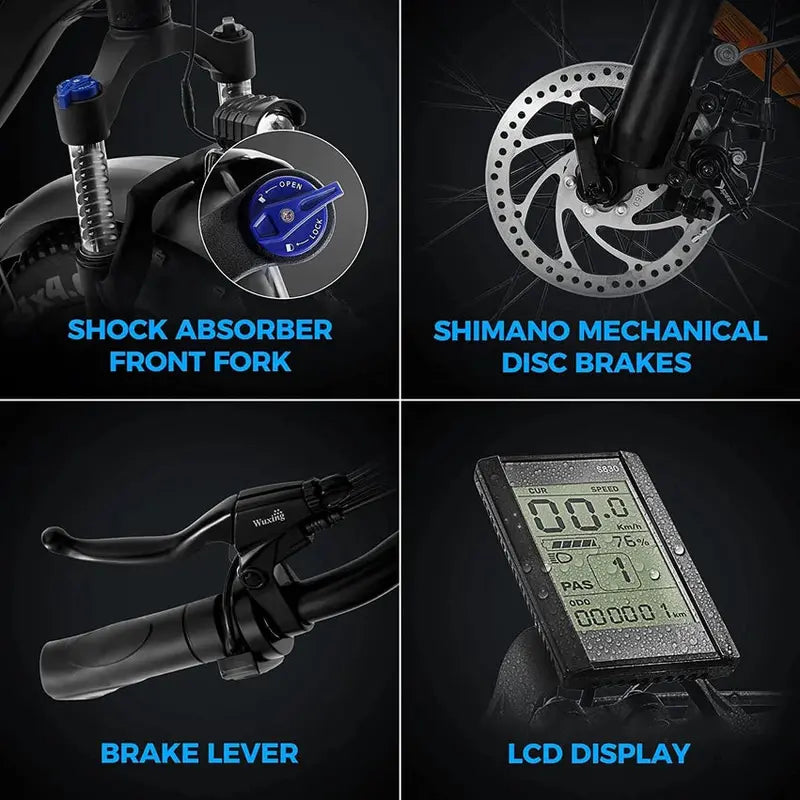 48V/15Ah Electric Outdoor Bike with Long-Range Lithium Battery