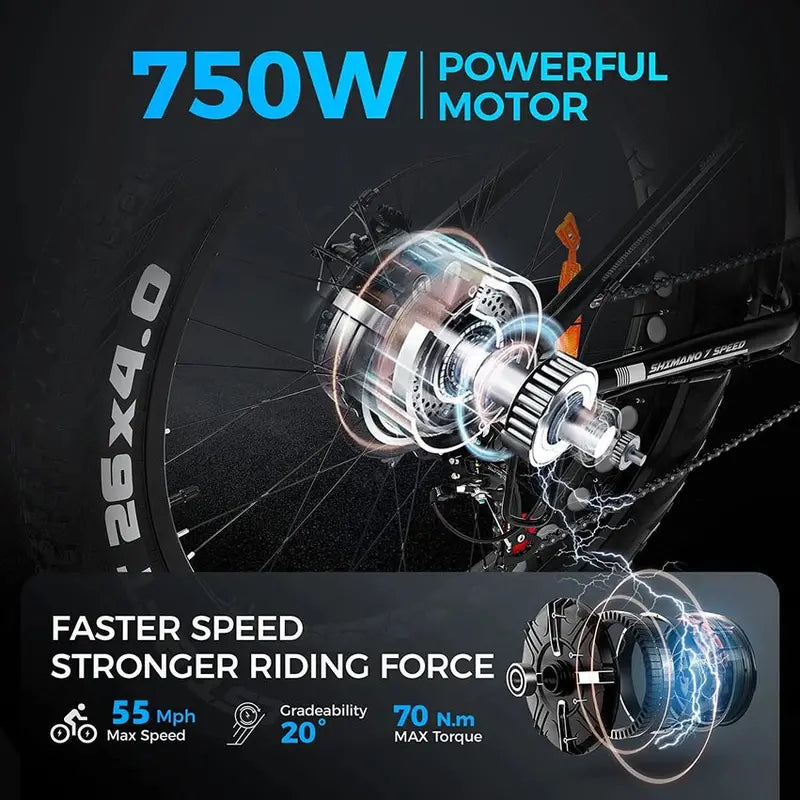 48V/15Ah Electric Outdoor Bike with Long-Range Lithium Battery