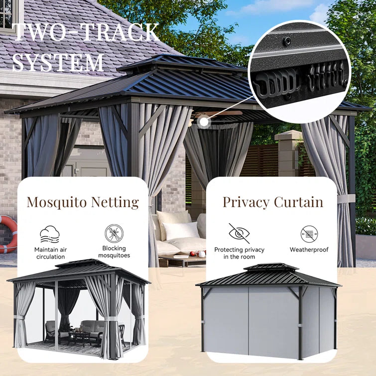 12 Ft. W x 10 Ft. D Metal Patio Gazebo