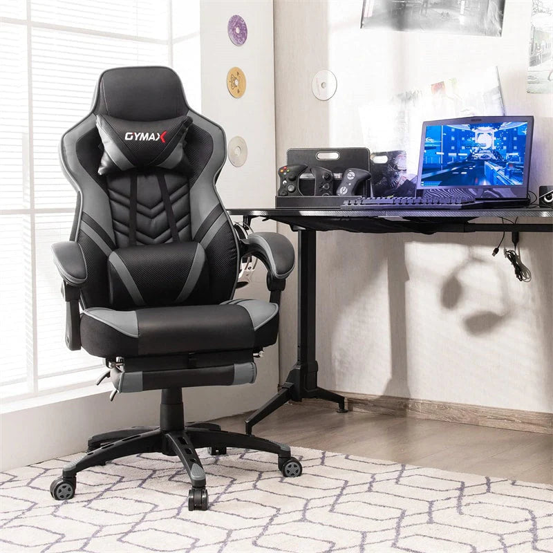Ergonomic Gaming Chair Recliner with Footrest. Linkage Armrests & Lumbar Support. Big Wide High Back Swivel Video Gaming Office Computer Chair