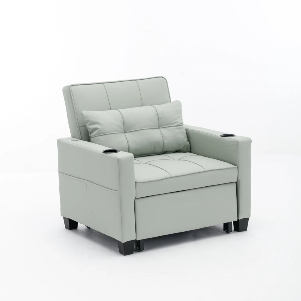 Convertible Futon Sofa Bed. 3 - in - 1 Multi - Functional Sleeper Chair Bed with USB Ports. Adjustable Backrest Recliner. for Living Room Bedroom Small Space. Tech Cloth. Dark Grey