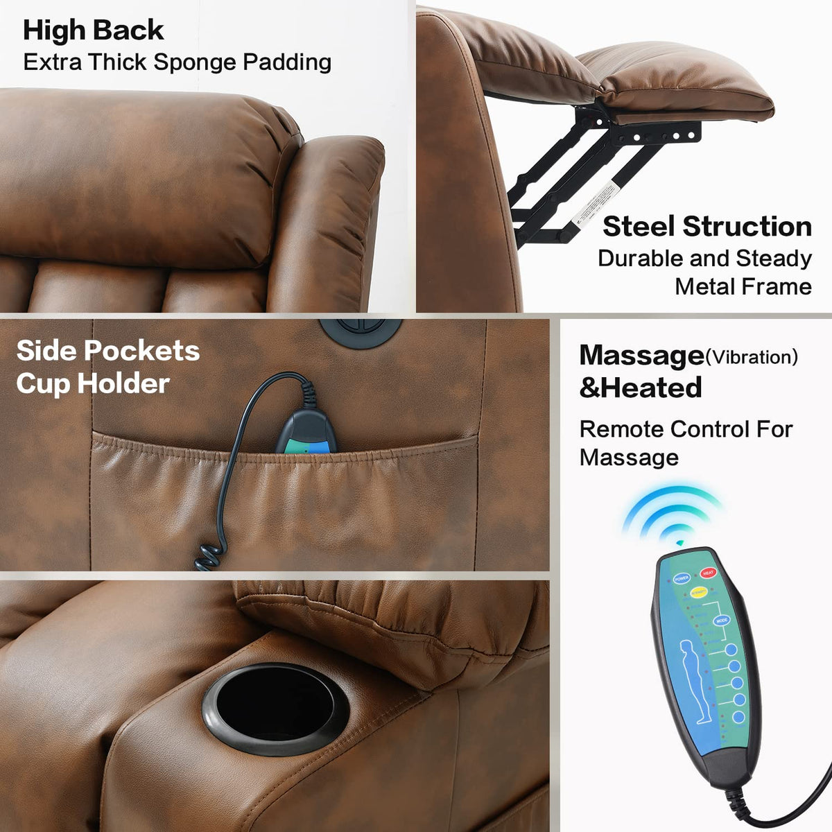 💥Clearance Sale🔥 Mcombo Electric lift Recliner sofa with massage and heating functions. 3 positions. 2 side pockets and cup holders. USB ports!