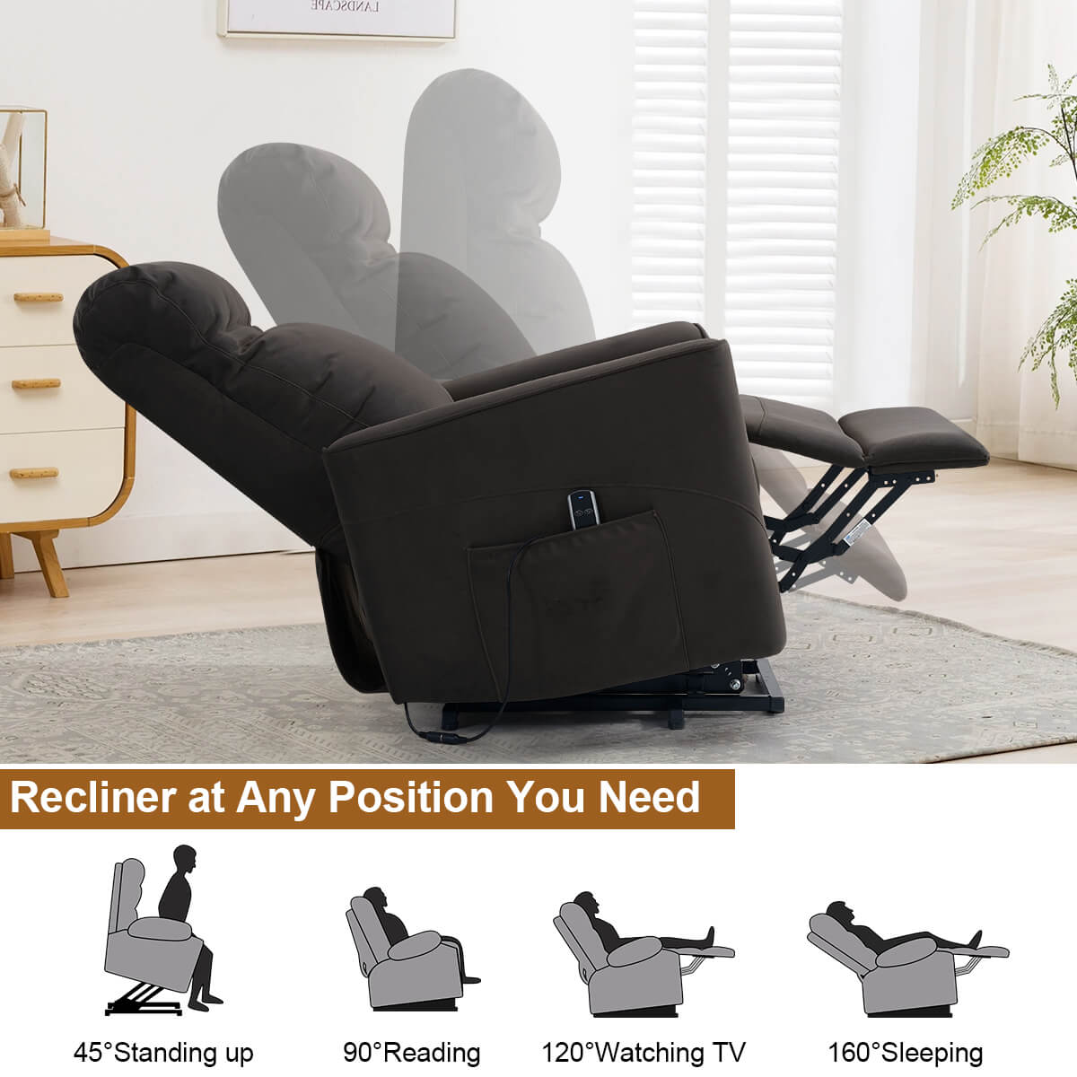 Power Lift Chair with Kneading Massage. Fabric