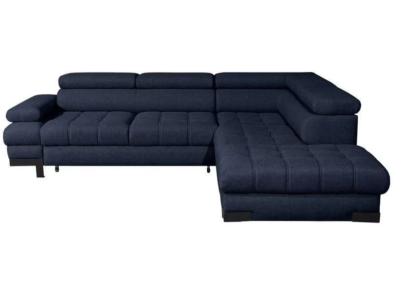 Canapé d'angle gauche/droite convertible SELVA 4 pl Tissu taupe Coffre de rangement