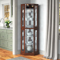 Schmidt Wood/Glass Lighted Corner Curio Cabinet 72 H