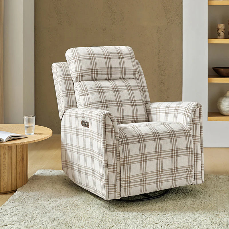 Alois Large Floral Swivel And Rocker Power Recliner With Adjustable Headrest