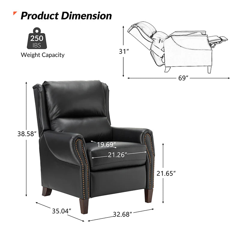 Rosaura 32.68 Wide Genuine Leather Manual Recliner