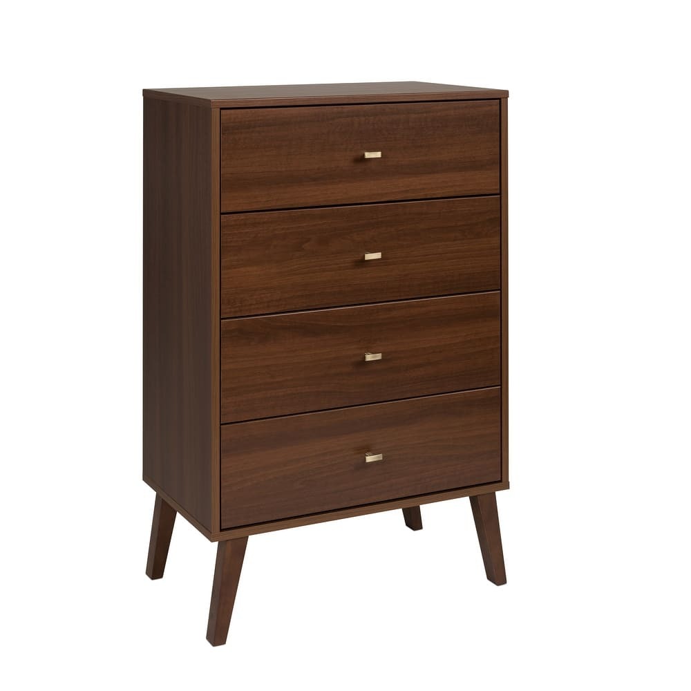 Prepac Milo Mid-Century Modern 4 Drawer Chest of Drawers. Contemporary Bedroom Furniture. Small Dresser for Bedroom