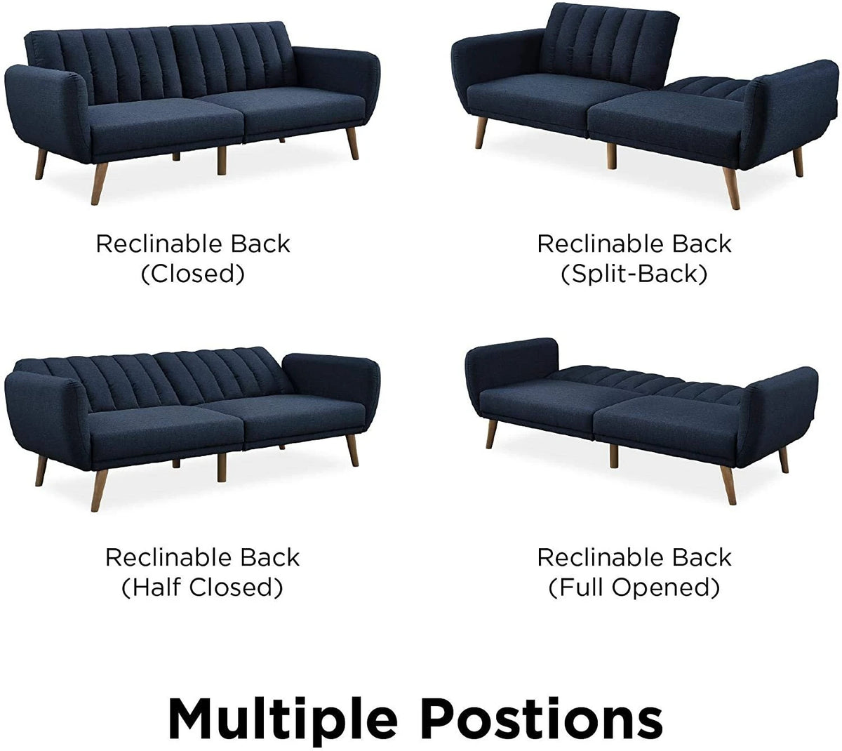 Novogratz Brittany Sofa Futon - Navy Linen