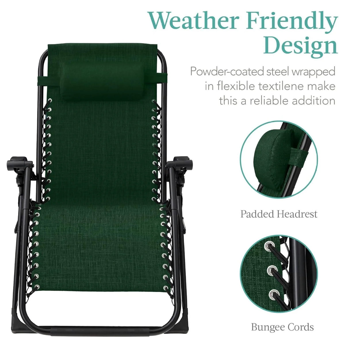 Oversized Chair. Folding Outdoor Patio Recliner. XL Anti Gravity Lounger W/Removable Cushion. Cup Holder. Side Tray. 350 lb Capacity - Taupe