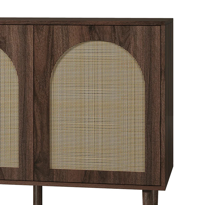 Posey 56 Wide Wood and Rattan Kacie Modern Sideboard