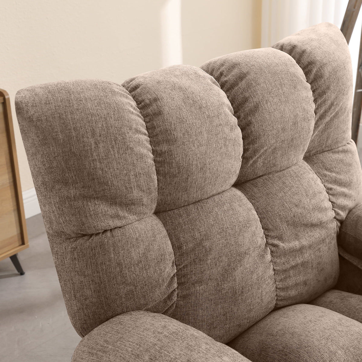 JONPONY Manual Recliner Chair with Heat Therapy and Massage Function. Heavy Duty Reclining Mechanism Massage Chair. Elderly Single Rocker Sofa with Cup Holders for Bedroom Home Theater. Grey