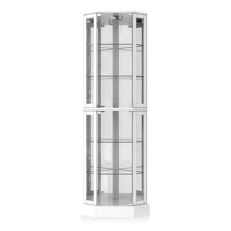 Schmidt Wood/Glass Lighted Corner Curio Cabinet 72 H