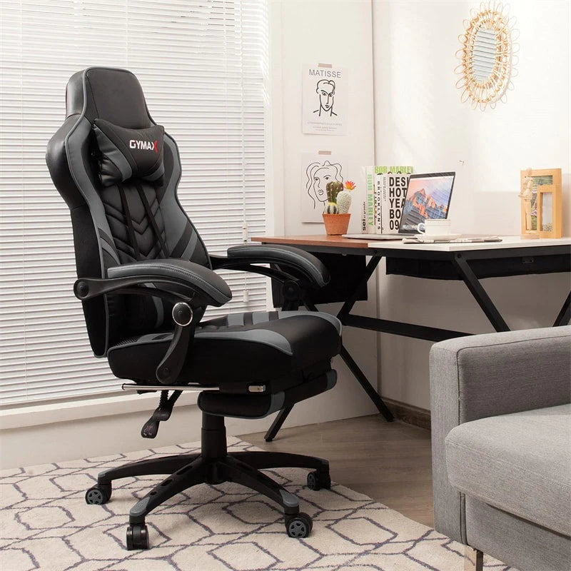 Ergonomic Gaming Chair Recliner with Footrest. Linkage Armrests & Lumbar Support. Big Wide High Back Swivel Video Gaming Office Computer Chair