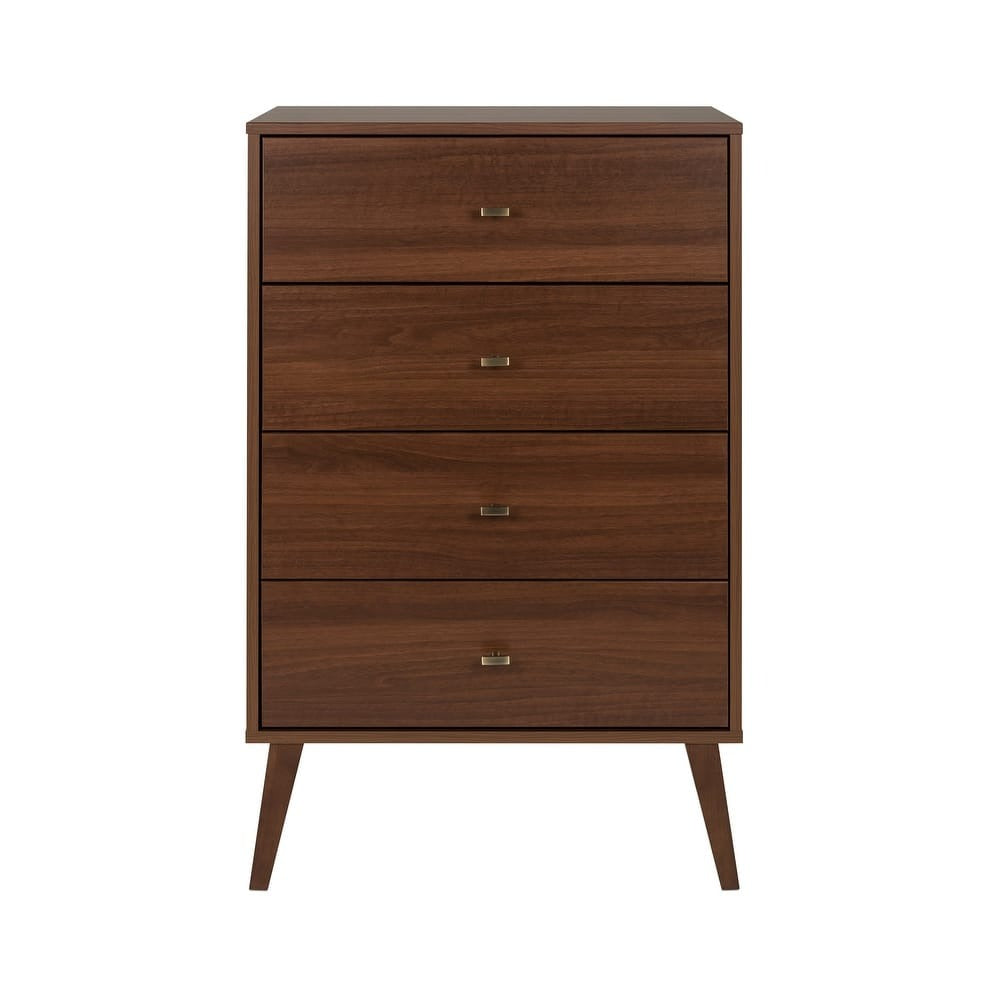Prepac Milo Mid-Century Modern 4 Drawer Chest of Drawers. Contemporary Bedroom Furniture. Small Dresser for Bedroom