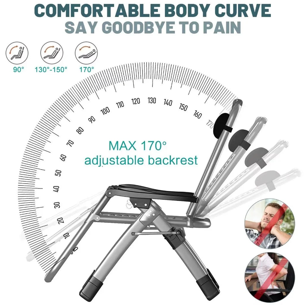 NAIZEA 2 Pack Zero Gravity Chair. Foldable Portable Lawn Recliner with Cushion. Headrest. Cup Holder. Black