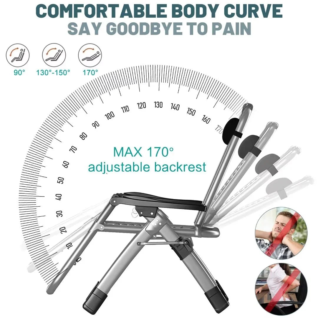 NAIZEA 2 Pack Zero Gravity Chair. Foldable Portable Lawn Recliner with Cushion. Headrest. Cup Holder. Black