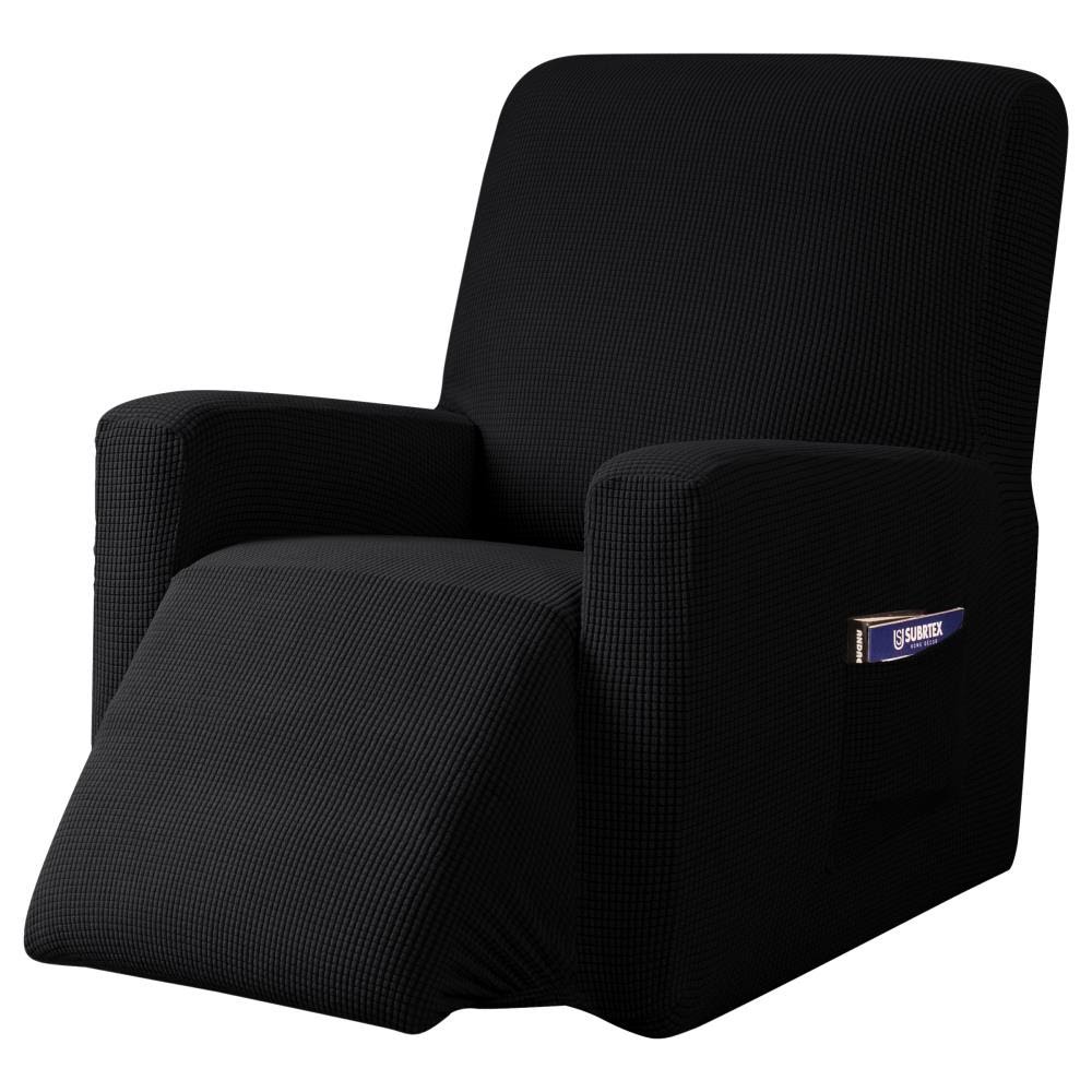Subrtex Recliner Slipcover with Pockets Stretch Furniture Chair Cover. Black (Back Width 24 inch-32 inch & Height 29 inch-36.5 inch)