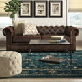 Owen 84 Genuine Leather Rolled Arm Chesterfield Sofa
