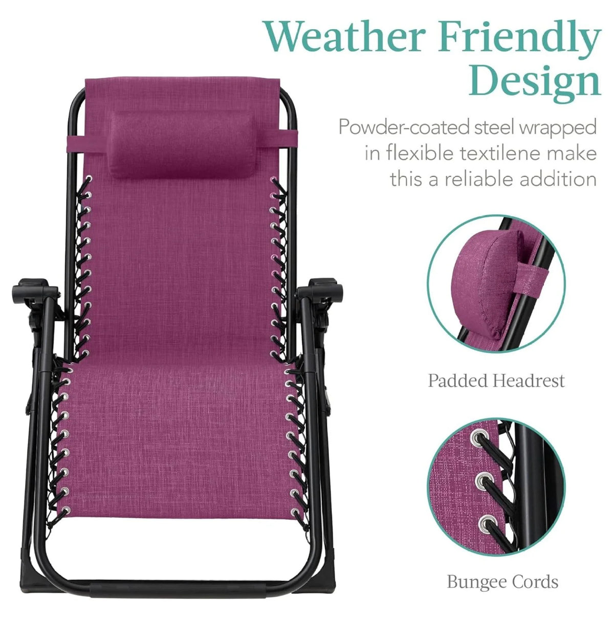 Oversized Chair. Folding Outdoor Patio Recliner. XL Anti Gravity Lounger W/Removable Cushion. Cup Holder. Side Tray. 350 lb Capacity - Taupe