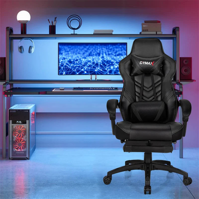 Ergonomic Gaming Chair Recliner with Footrest. Linkage Armrests & Lumbar Support. Big Wide High Back Swivel Video Gaming Office Computer Chair