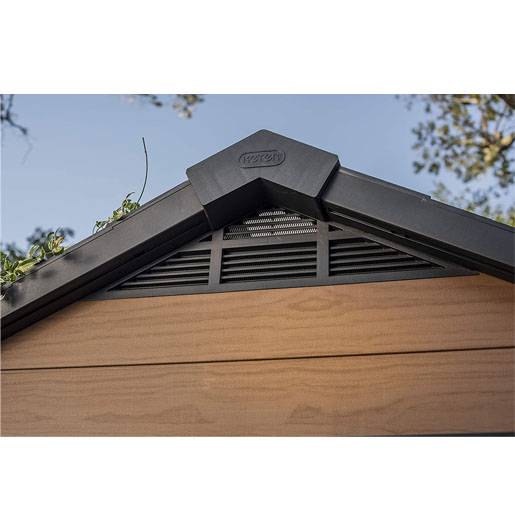 Keter Newton Outdoor Plastic Garden Storage Shed. Brown. 7.5 x 7 feet
