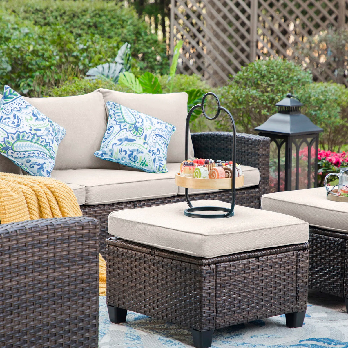 Wicker 9 - Person Garden Lounge Set with Cushions