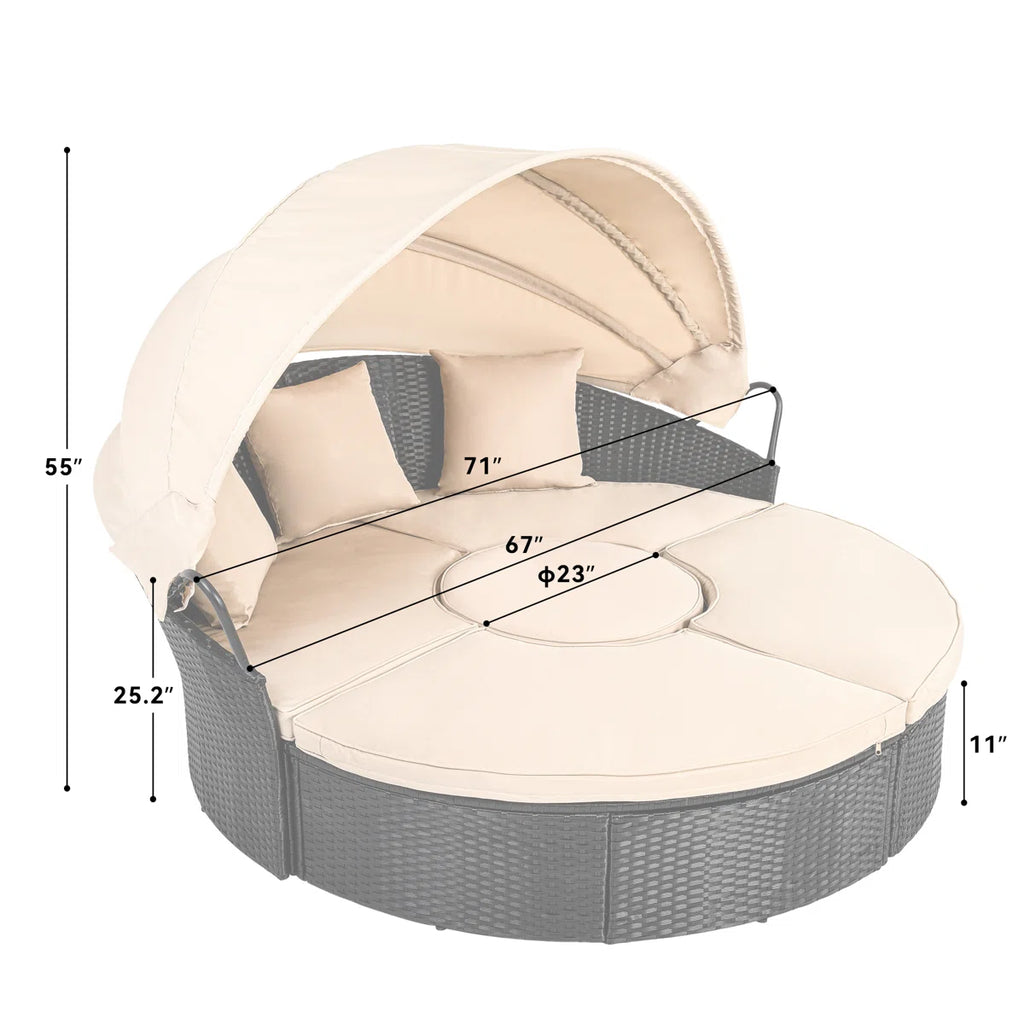 Antashia 70'' Wide Outdoor Patio Daybed with Cushions