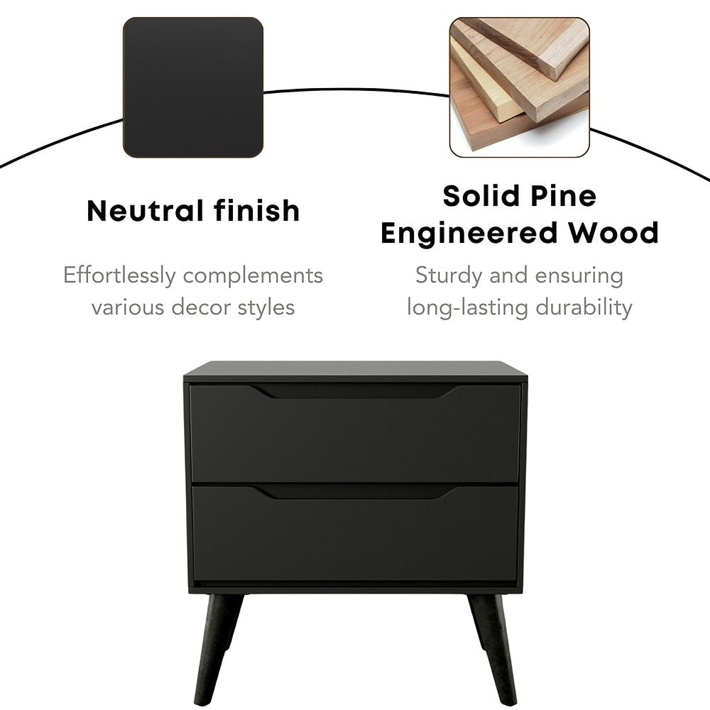 Bodo Mid-century Modern Wood 2-Drawer Nightstand by Carson Carrington